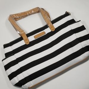 Black Stripe Canvas Tote Bag | New with defect